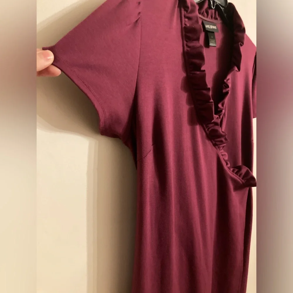 SALE❗️Lane Bryant Women’s Plus Size 16 Midi Wrap Dress / Burgundy Wine / EUC - Picture 5 of 9
